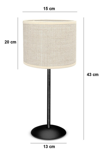 Velador Mesa Noche Dormitorio Arpillera Moderna Luz Led E27