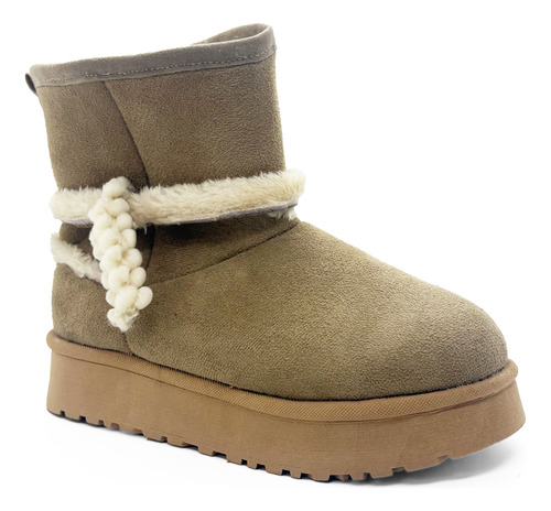 Pantubotas Mujer Botas Abrigadas Corderito Plataforma