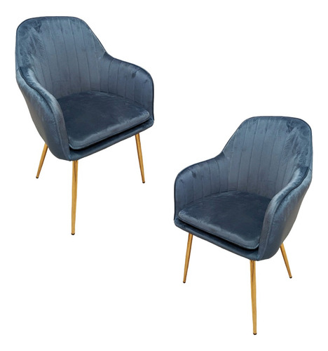 Silla Velvet Vanguardista De Comedor Tapizada En Terciopelo Color de la estructura de la silla Azul marino