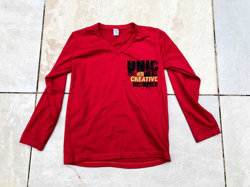 Remera Roja Manga Larga Camiseta Talle 10 Nene (ux)