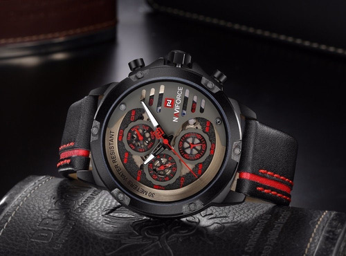 Relógio Naviforce 9110 Masculino Quartz Pulseira De Couro