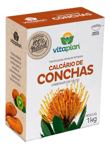 Fertilizante Mineral Simples Calcario De Conchas Vitaplan 1k