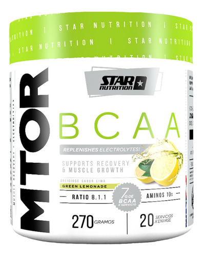 Suplemento Star Nutrition Mtor Bcaa Glutamina Limón 270gr