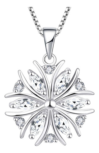 Yl Collar De Copos De Nieve De Plata De Ley Con Colgante De