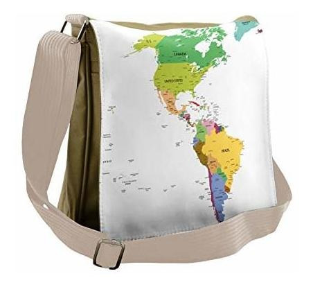 Bolso De Mensajero - Ambesonne Map Bag, South And North Amer