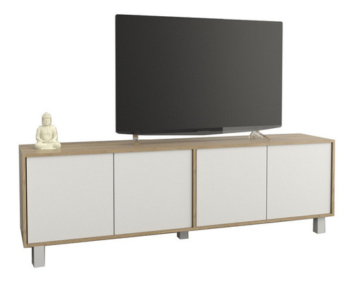 Mesa Rack Tv Melamina Minimalista Moderna 4 Puertas 1.80 Mts Color Olmo Everest