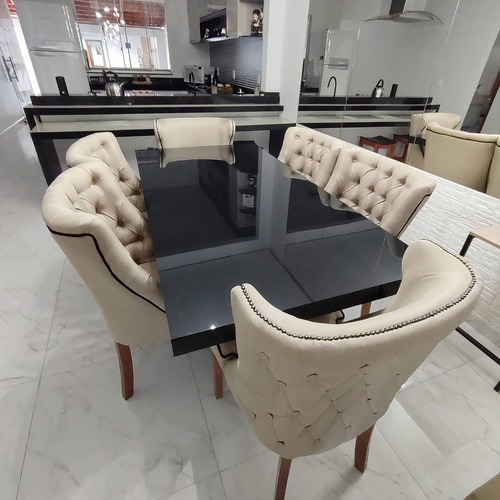 Conjunto Mesa Jantar 1,90 X 0,90 C/ 6 Poltronas Com Braço