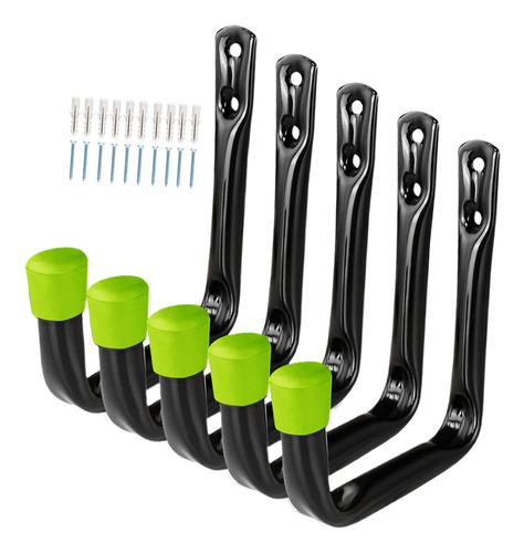 5x Ganchos De Garaje Resistentes, Ganchos De Utilidad, Verde