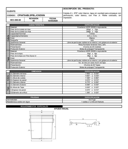Cubeta De Plastico De 4l De 1ra Tapa Vertedero. Lote De 10. Blanco