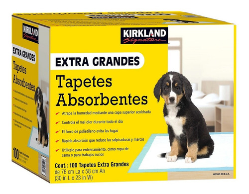 Tapete Absorbente Entrenadores Cachorros Kirkland 100 Piezas