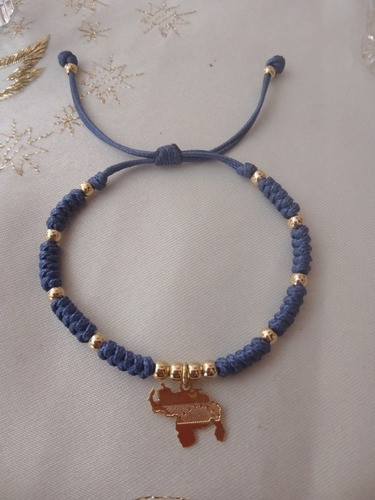 Pulsera Con Dije De Venezuela Y Balines Dorados