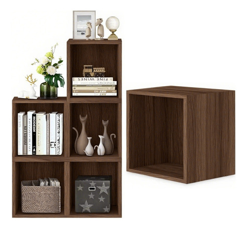 Librero Organizador Cubos Apilables De Madera Multifuncional