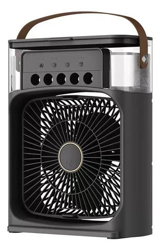 Mini Ventilador Portatil Aire Acondicionado Luz 3 Modos Color Negro