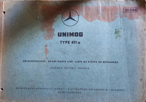 Manual Catálogo Master De Despiece: M. Benz Unimog 411 A