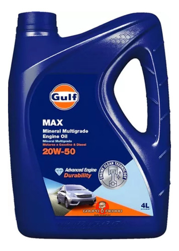 Aceite Mineral Gulf Max 20w50 X 4 Litros