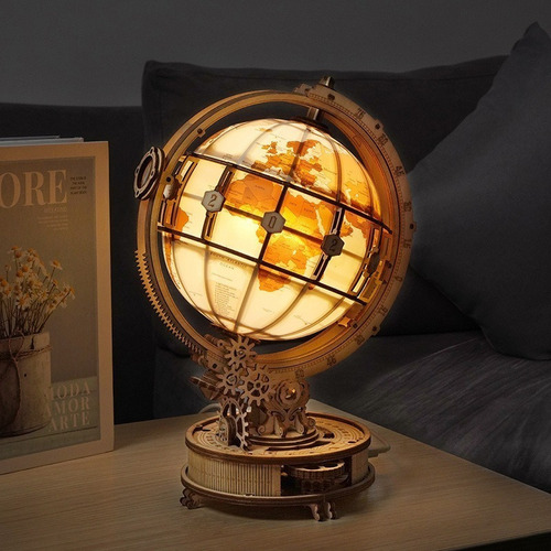 Luminoso Globo Terrestre De Madera En 3d, Juego De Rompecabe