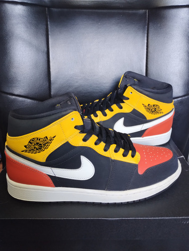 Nike Air Jordan 1 Mid Black Amarillo Orange Usadas (Usado)