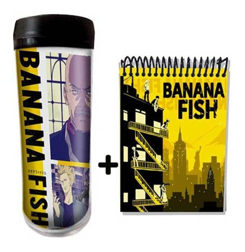 Imagem 2 de 5 de Kit Copo Térmico Anime Banana Fish E Caderneta