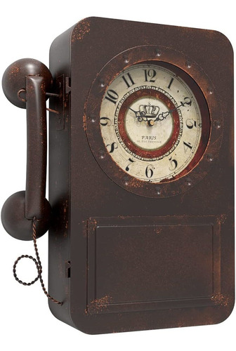 Reloj De Pared De Teléfono Antiguo Retro Con Caja Fuer...