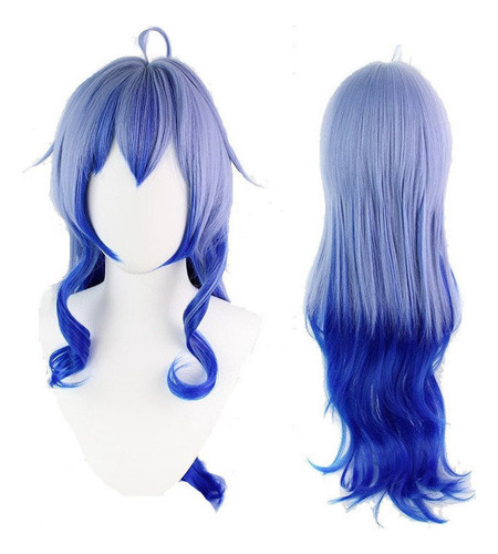 Peluca Azul Resistant Genshin Ganyu Cosplay De 80 Cm