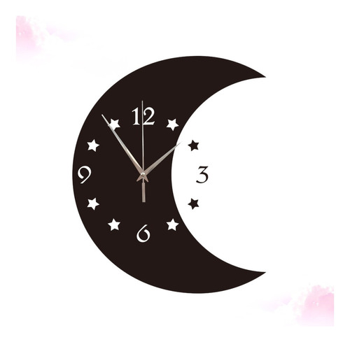 1pc Espejo Superficie Reloj De Pared Luna Y Estrella Reloj D