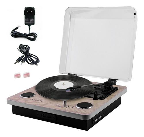 Tocadiscos Vinilo Portatil Usb Sd Rca Aux 2500 Mah Madera