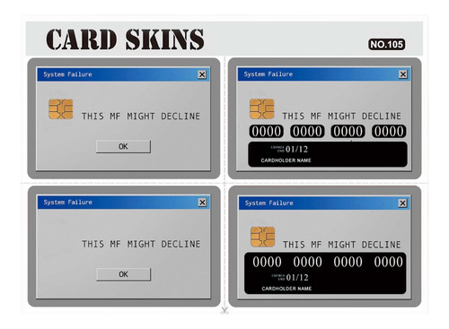 4x Card Sticker Bubble Free Credit Card Skin For Metro Ebt