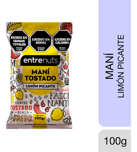 Mani Tostado Sabor Limón Picante - Entrenuts - Sin Tacc