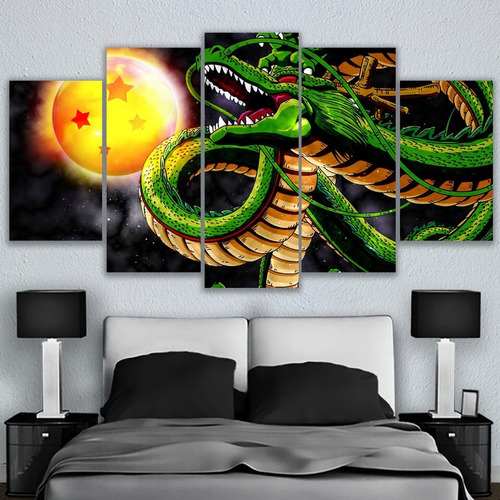 5 Cuadros Canvas Shenron Dragón Anime Diseño Arte Unico Tela