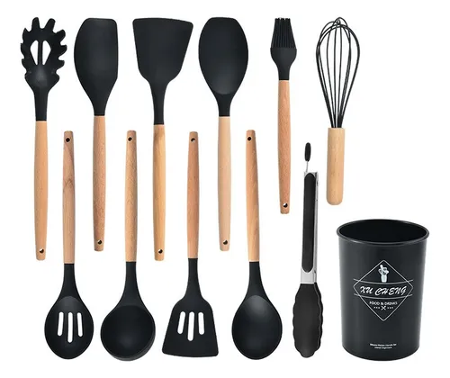 comprar Utensillos Cocina Set 12 Espatulas Brochas De Silicona Conju Color Negro