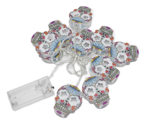 Cadena Led De 10 Luces Led Con Forma De Calavera Para Hallow