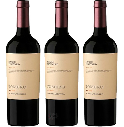 Vino Tomero Single Vineyard Malbec Pack X3 Unidades