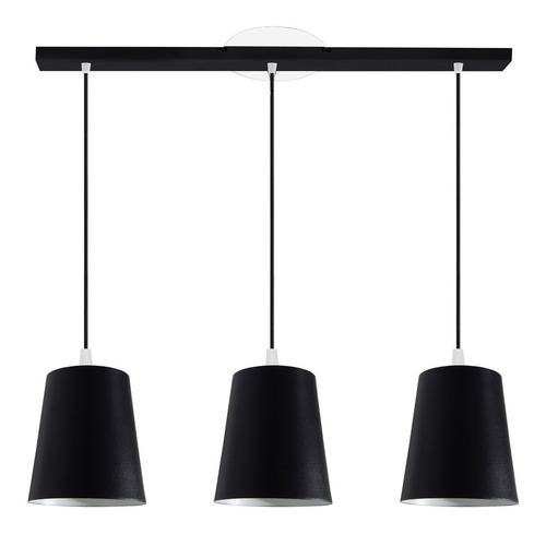 Lampara Techo Colgantes 3 Luces Apto Led E27 Cocina Living Estructura Negro