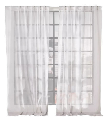 Juego De 2 Cortinas Translucidas Viena Blanco Vianney Textura Voile Cortas 1.80m