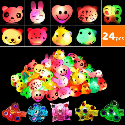 Anillos Y Pulseras De Luz Led Para Fiesta Para Niños 24pzs