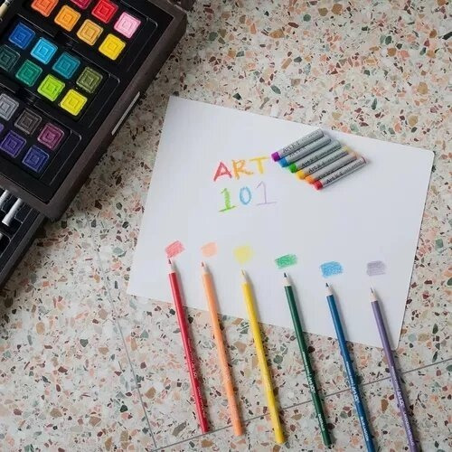 Imagen 5 de 9 de Set De Arte Art 101 Dibujo Oleo Acuarelas Maletín 132 Piezas