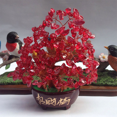 Decoración De Árbol De Dinero De Cristal Verde