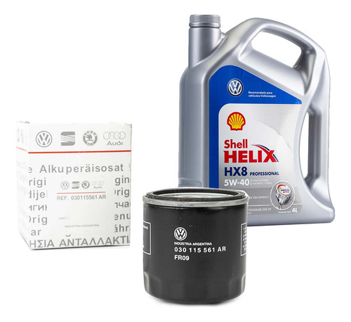 Imagen 1 de 8 de Kit Filtro Aceite Vw Voyage + Aceite Shell Helix 5w40 4 Lts