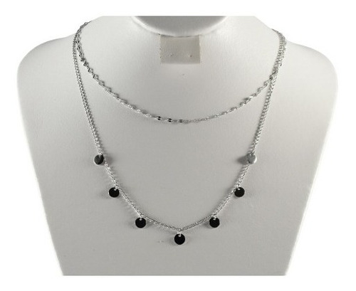 Collar Dobl Gitano Acero Inoxidable Cadena Gargantilla Plata