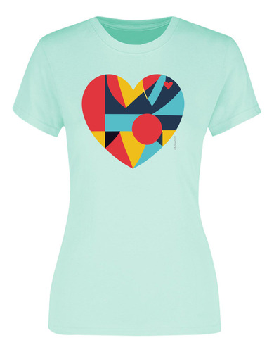 Playera Dama Corazón Mosaico Amor Color