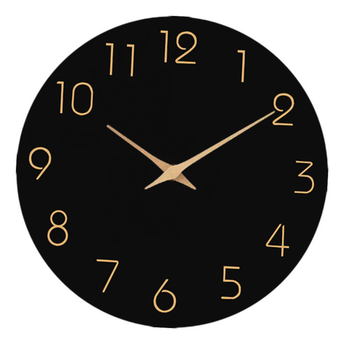 Reloj De Pared De 12 Pulgadas, Redondo, De Madera, Con Negro
