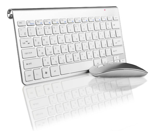 Kit Mini Teclado E Mouse 1600dpi Wireless Branco