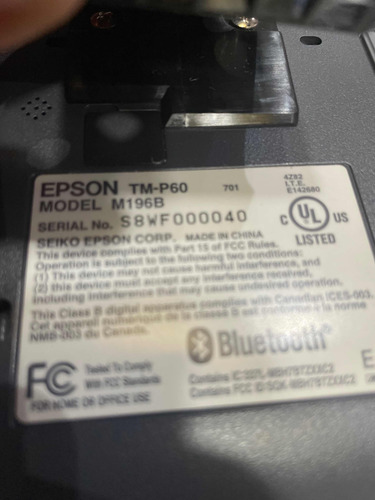 Impresora De Tickets Epson Tm-p60 Térmica - 58mm Portátil (Usado)