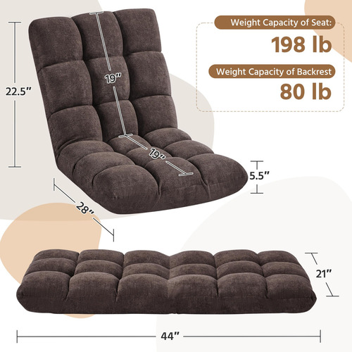 Silla Plegable Con Respaldo 14 Posiciones Color Marrón 2pcs