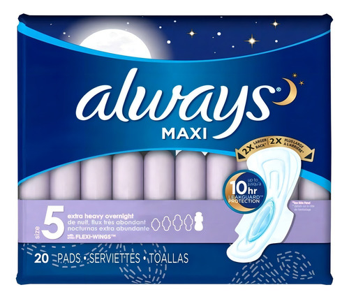 Toallas Femeninas Always Maxi Pads Extra Absorbentes 20pzas