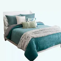 Comprar Cobertor Invernal Turquesa\u002Fgris Matrimonial Vianney Color Turquesa Diseño De La Tela Liso