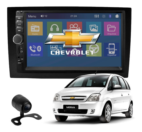 Kit Central Multimídia Chevrolet 2 Din Mp5 Bt Espelha Dvd