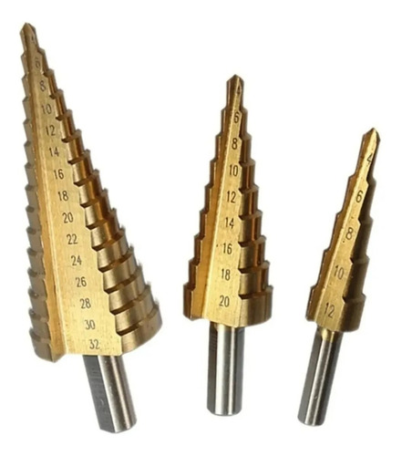 Imagen 2 de 7 de Set Brocas Pino Cónicas Escalonadas 4-32mm Línea Profesional