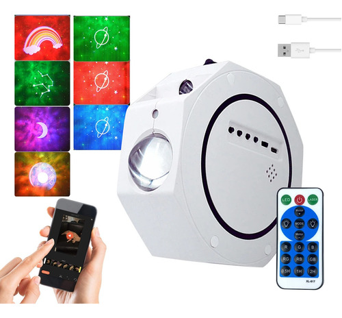 Lampara Velador Proyector Parlante Bluetooth Luz Rgb Control