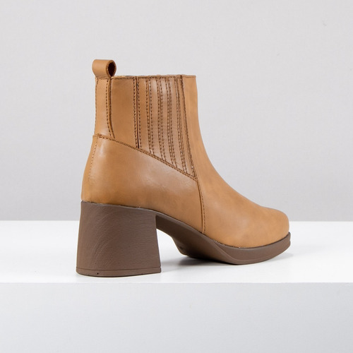 Imagen 5 de 8 de Bota Mujer Citadina Cuero Plataforma Elástico Taco Bahia